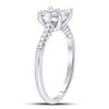 Image 3 : Diamond Flower Cluster Ring 1/2 Cttw 10kt White Gold