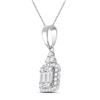 Image 2 : Baguette Diamond Square Cluster Pendant 1/3 Cttw 14kt White Gold