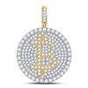 Image 1 : Mens Diamond Bitcoin Circle Charm Pendant 2-1/2 Cttw 10kt Yellow Gold