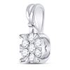 Image 2 : Diamond Flower Cluster Pendant 1/3 Cttw 14kt White Gold
