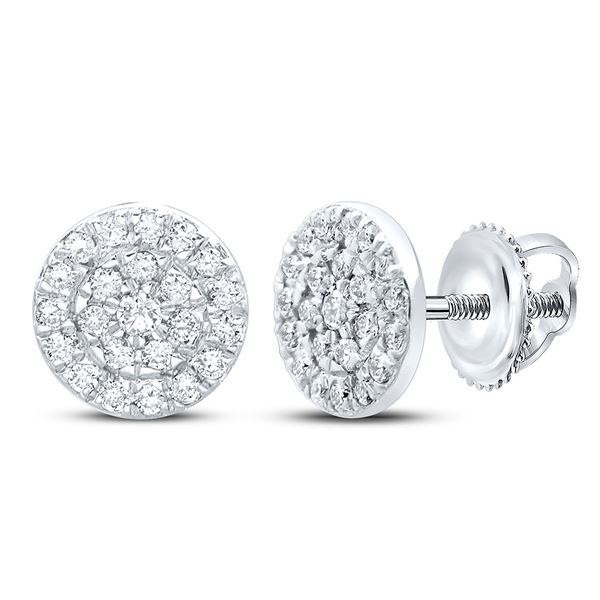Diamond Cluster Earrings 1/8 Cttw 10kt White Gold