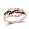 Image 1 : Red Color Enhanced Diamond Woven Fashion Ring 1/6 Cttw 10kt Rose Gold