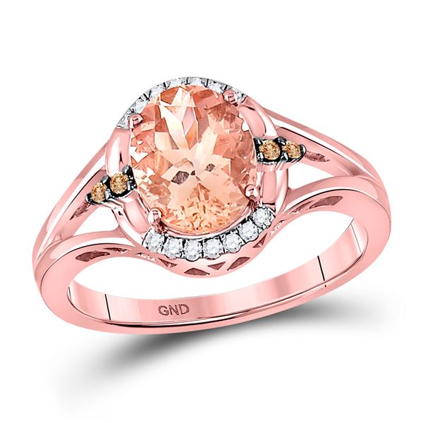 Oval Morganite Fashion Solitaire Ring 2 Cttw 10kt Rose Gold