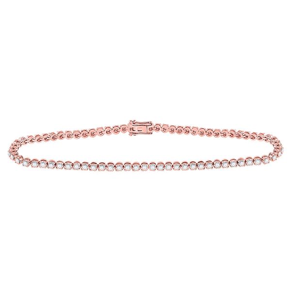 Diamond Studded Tennis Bracelet 1-1/5 Cttw 10kt Rose Gold