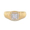 Image 2 : Mens Baguette Diamond Square Ring 1/3 Cttw 14kt Yellow Gold