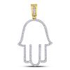 Image 1 : Mens Diamond Hamsa Fatima Hand Charm Pendant 1/3 Cttw 10kt Yellow Gold