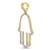 Image 2 : Mens Diamond Hamsa Fatima Hand Charm Pendant 1/3 Cttw 10kt Yellow Gold