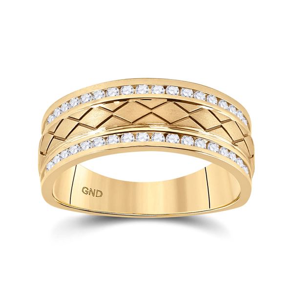 Mens Diamond Wedding Band Ring 1/2 Cttw 14kt Yellow Gold