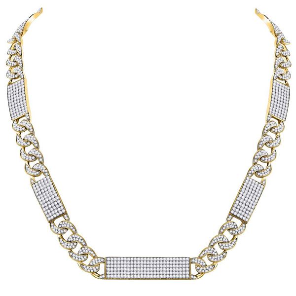 Mens Diamond Cuban Link 24" Necklace 24-1/2 Cttw 10kt Yellow Gold