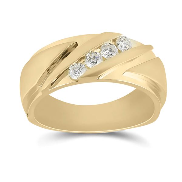 Mens Diamond Wedding Band Ring 1/2 Cttw 14kt Yellow Gold