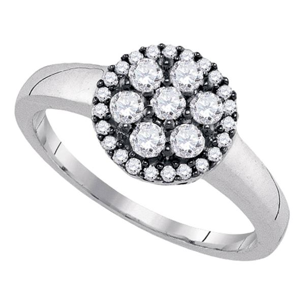 Diamond Flower Cluster Ring 1/2 Cttw Sterling Silver