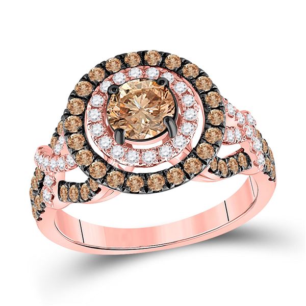 Brown Diamond Solitaire Bridal Wedding Engagement Ring 1-3/4 Cttw 14kt Rose Gold