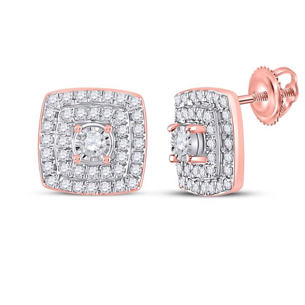 Diamond Square Earrings 1/4 Cttw 10kt Rose Gold