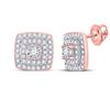 Image 1 : Diamond Square Earrings 1/4 Cttw 10kt Rose Gold