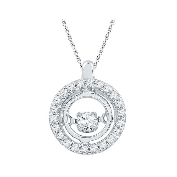 Diamond Circle Moving Twinkle Pendant 1/4 Cttw 10kt White Gold