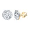 Image 1 : Diamond Cluster Earrings 3/4 Cttw 10kt Yellow Gold