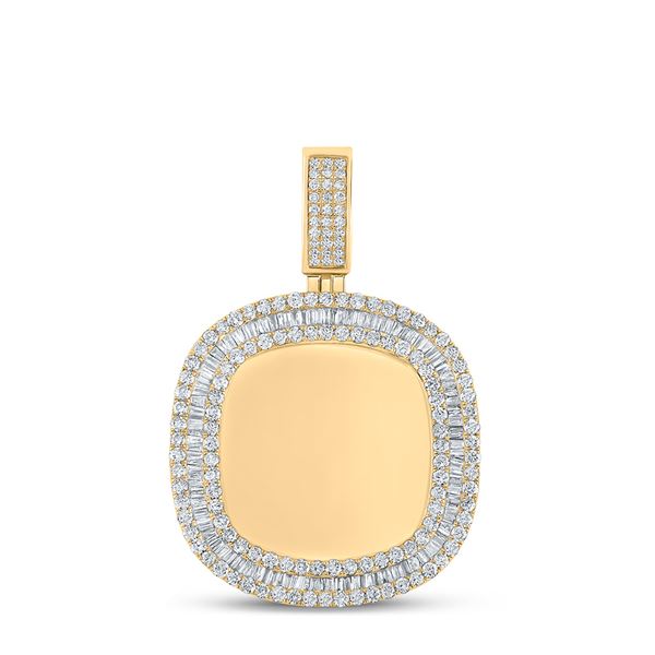 Mens Baguette Diamond Picture Memory Charm Pendant 4 Cttw 14kt Yellow Gold