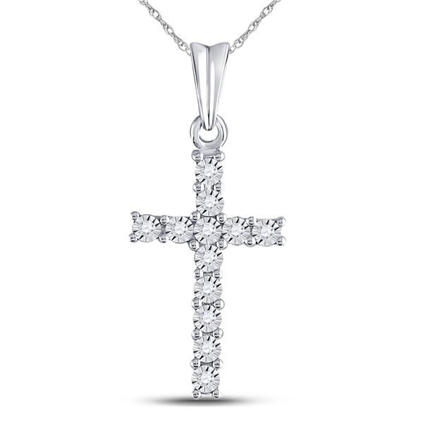 Diamond Cross Pendant 1/20 Cttw 10kt White Gold