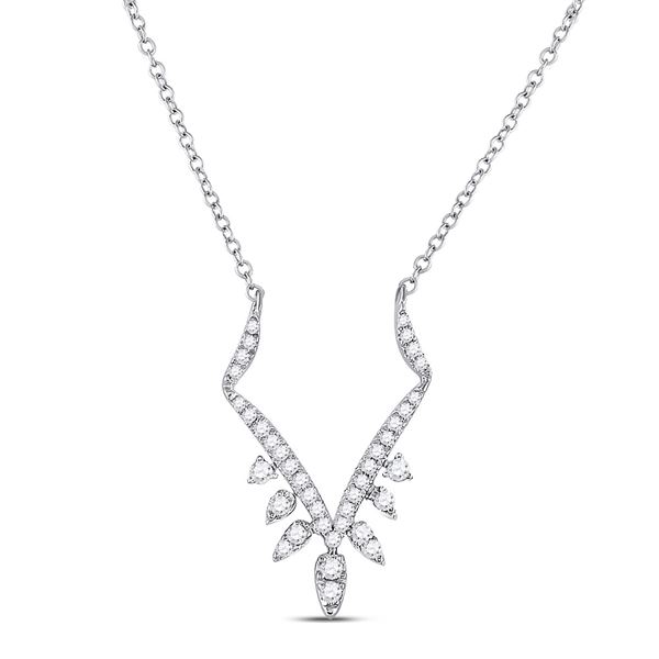 Diamond Modern-V Fashion Necklace 1/4 Cttw 14kt White Gold
