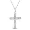 Image 1 : Princess Diamond Cross Pendant 1/3 Cttw 10kt White Gold