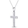 Image 2 : Princess Diamond Cross Pendant 1/3 Cttw 10kt White Gold