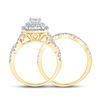 Image 4 : Princess Diamond Bridal Wedding Ring Band Set 1-1/5 Cttw 14kt Yellow Gold