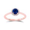 Image 1 : Blue Sapphire Diamond Solitaire Ring 7/8 Cttw 14kt Rose Gold