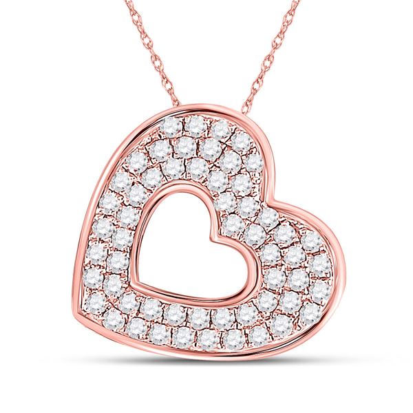 Diamond Sideways Heart Pendant 1/3 Cttw 10kt Rose Gold