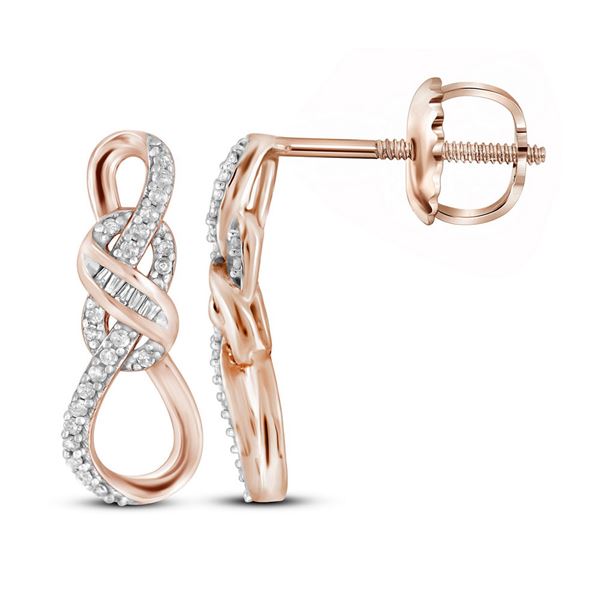 Diamond Twist Fashion Earrings 1/6 Cttw 10kt Rose Gold