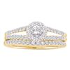 Image 1 : Diamond Split-Shank Bridal Wedding Ring Band Set 5/8 Cttw 14kt Yellow Gold