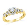 Image 1 : Diamond Solitaire Framed Heart Ring 1/5 Cttw 10kt Yellow Gold