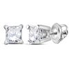 Image 1 : Unisex Princess Diamond Solitaire Stud Earrings 1/2 Cttw 14kt White Gold
