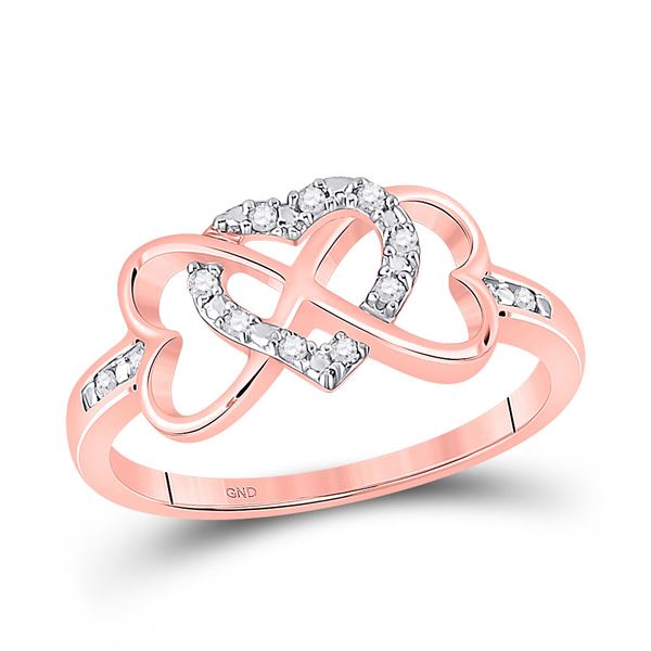 Diamond Triple Heart Infinity Ring 1/10 Cttw 10kt Rose Gold