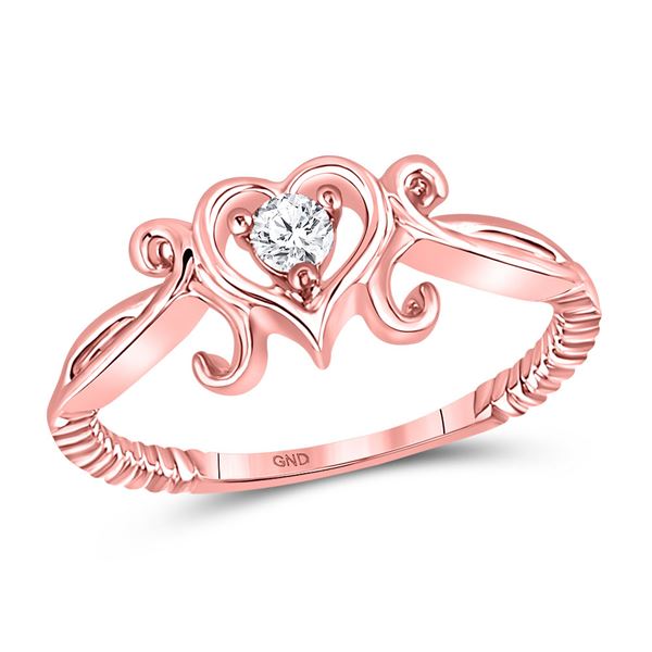Diamond Heart Solitaire Ring 1/10 Cttw 10kt Rose Gold