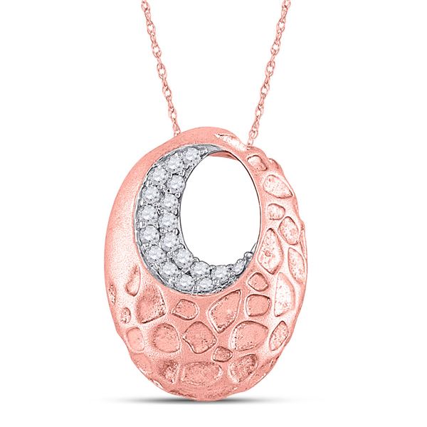 Diamond Pitted Oval Pendant 1/6 Cttw 14kt Rose Gold