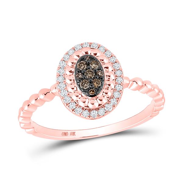 Brown Diamond Oval Ring 1/5 Cttw 10kt Rose Gold