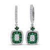 Image 1 : Emerald Diamond Dangle Earrings 1-1/4 Cttw 18kt White Gold