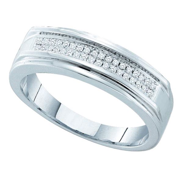 Sterling Silver Mens Diamond Band Ring 1/8 Cttw Sterling Silver