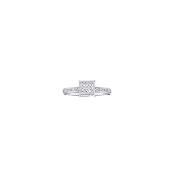Diamond Square Cluster Ring 1/10 Cttw 10kt White Gold
