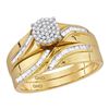 Image 2 : His Hers Diamond Cluster Matching Wedding Set 3/8 Cttw 10kt Yellow Gold