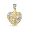 Image 1 : Mens Diamond Heart Globe Charm Pendant 3/4 Cttw 10kt Yellow Gold