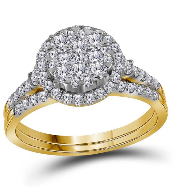 Diamond Bridal Wedding Ring Band Set 1 Cttw 14kt Yellow Gold