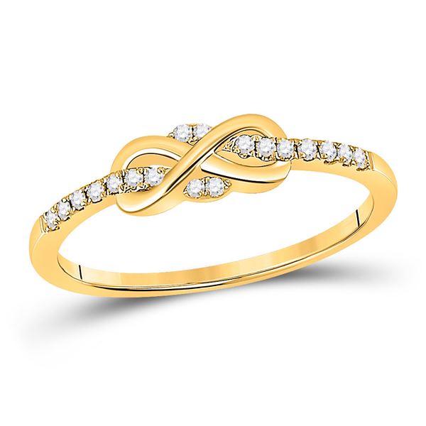 Diamond Infinity Knot Stackable Band Ring 1/10 Cttw 10kt Yellow Gold