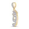 Image 2 : Mens Diamond Number 9 Crown Charm Pendant 3/4 Cttw 10kt Yellow Gold