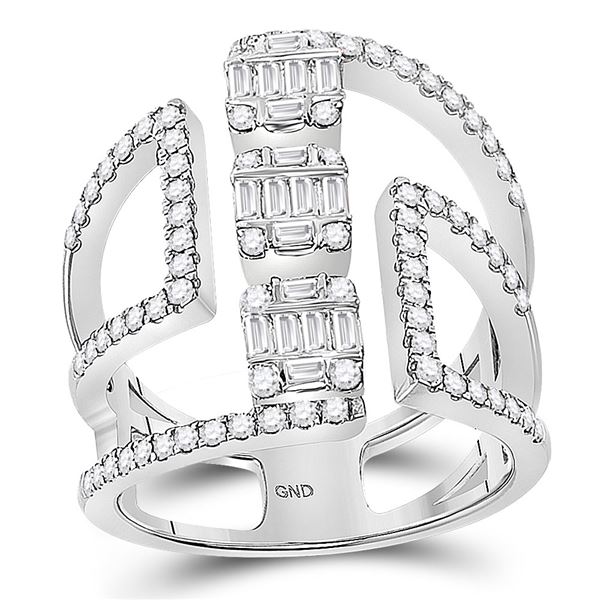 Baguette Diamond Negative Space Band Ring 7/8 Cttw 14kt White Gold