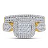 Image 2 : Princess Diamond Bridal Wedding Ring Band Set 1-1/2 Cttw 14kt Yellow Gold