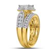 Image 3 : Princess Diamond Bridal Wedding Ring Band Set 1-1/2 Cttw 14kt Yellow Gold