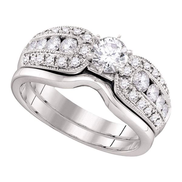 Diamond Bridal Wedding Ring Band Set 1 Cttw 14kt White Gold