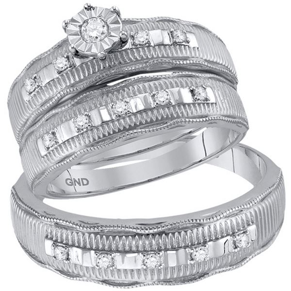 His Hers Diamond Solitaire Matching Wedding Set 1/4 Cttw 10kt White Gold