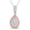 Image 1 : Pear Diamond Halo Solitaire Pendant 3/8 Cttw 14kt Two-tone Gold